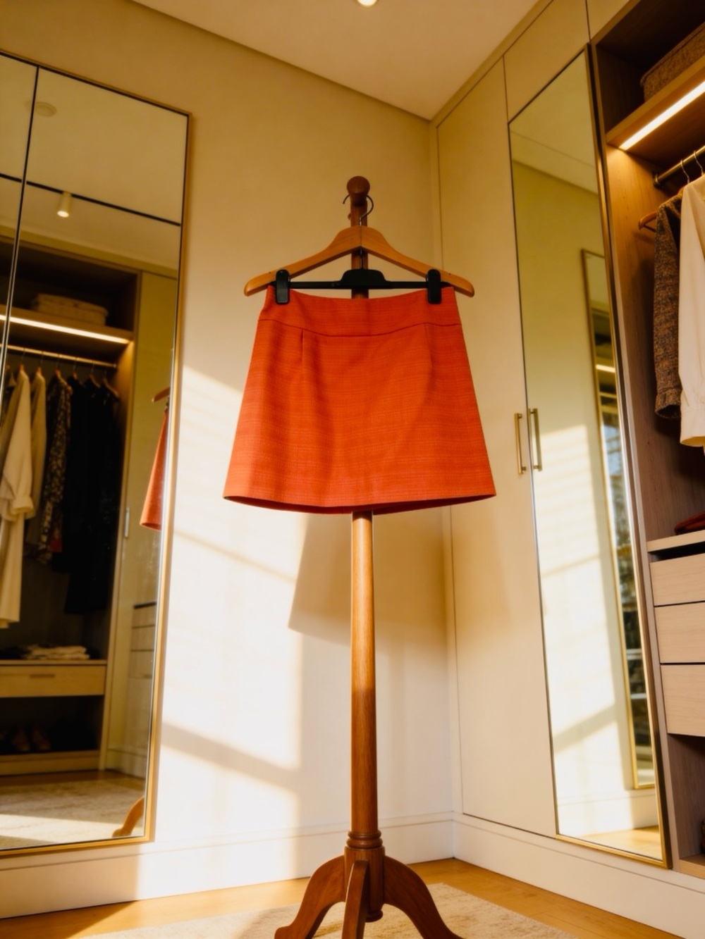 J. Crew Bright Coral Mini Skirt with Textured Waistband like new